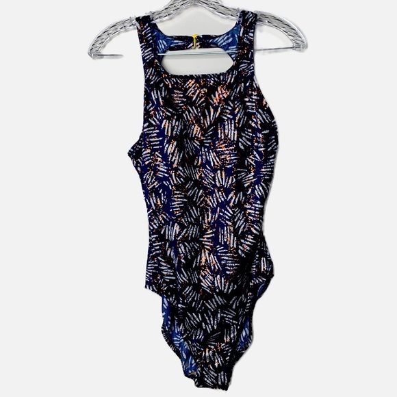 SandCastle Swimsuit 14 Metallic Abstract NEW Resort Cruise - Picture 1 of 8